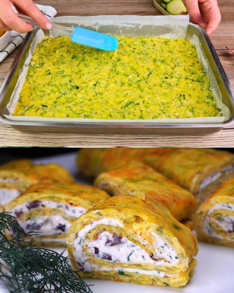 Rotolo di zucchine con crema di formaggio e olive