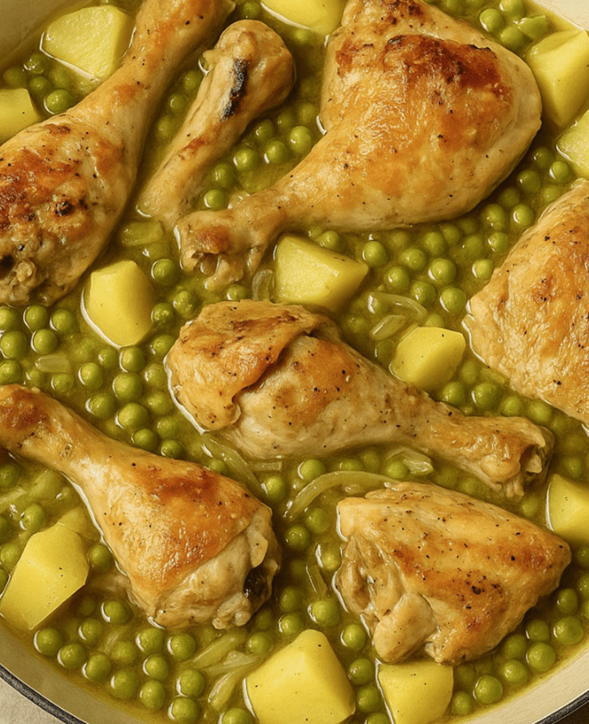 Pollo in umido con patate e piselli: la ricetta della tradizione semplice e saporita