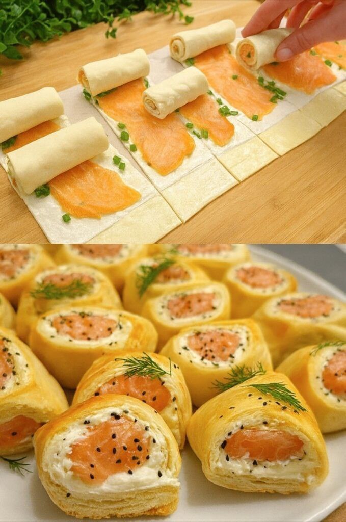 Involtini di Pasta Sfoglia al Salmone Affumicato