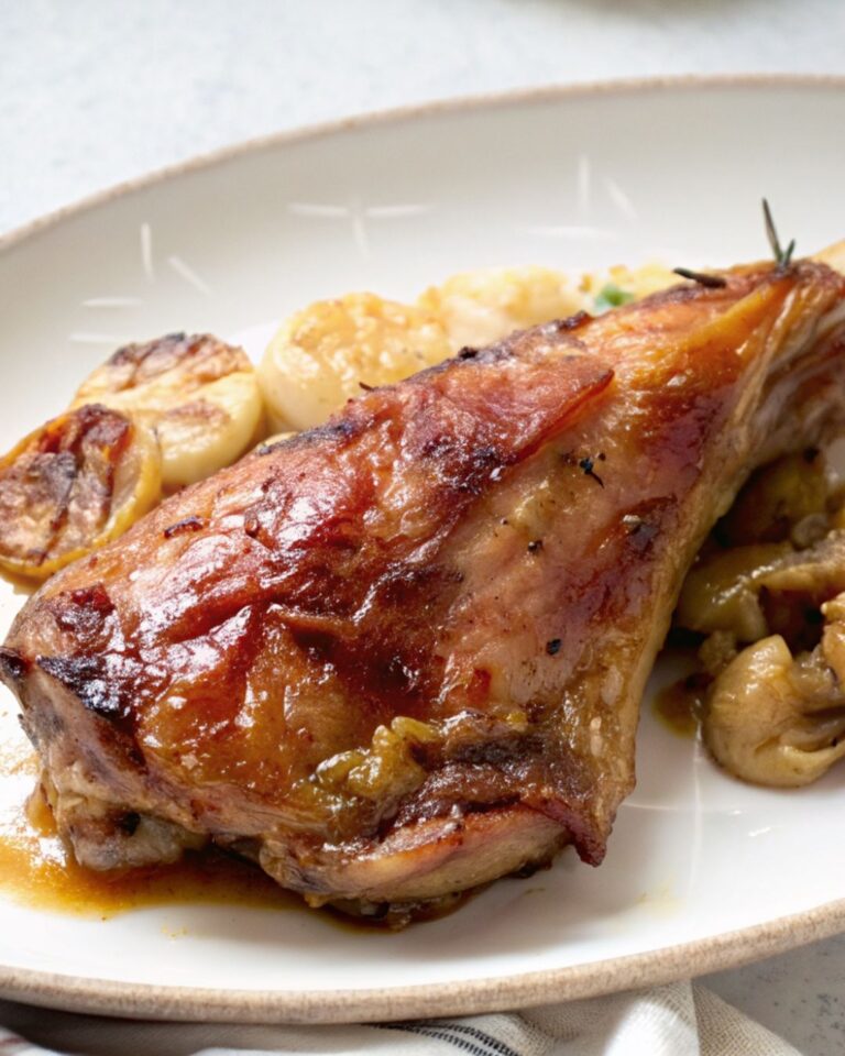 Cosciotto d'Agnello Arrosto con Patate, Cipolle e Sale Rosa dell'Himalaya