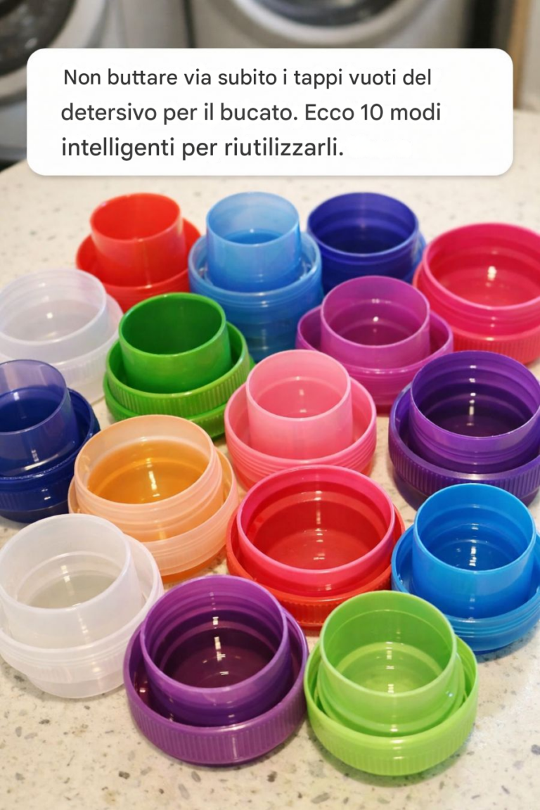 Non buttare via subito i tappi vuoti del detersivo per il bucato. Ecco 10 modi intelligenti per riutilizzarli.